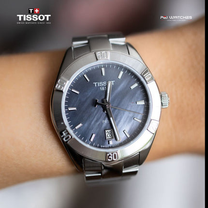 TISSOT T-Classic PR100 Chic Black Mother of Pearl Dial Stainless Steel Strap - T101.910.11.121.00