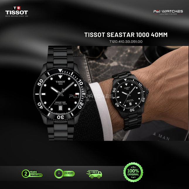 TISSOT Seastar 1000 T-Sport Black Dial Black Stainless Steel 40mm Quartz - T120.410.33.051.00