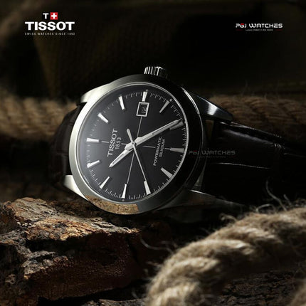 TISSOT T-Classic Gentleman Men Black Dial Brown Leather Strap - T127.407.16.051.01