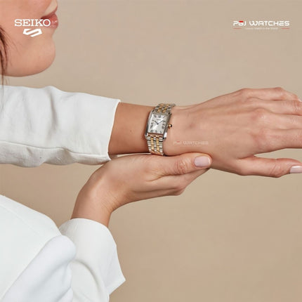 SEIKO Quartz Ladies Rectangular Two-Tone - SWR087P1