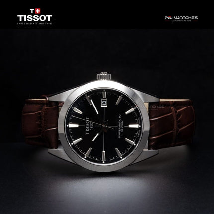 TISSOT T-Classic Gentleman Men Black Dial Brown Leather Strap - T127.407.16.051.01