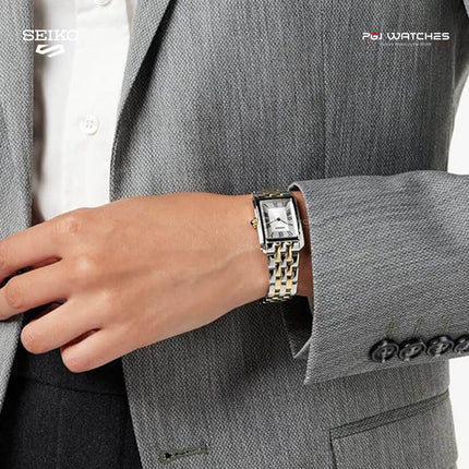 SEIKO Quartz Ladies Rectangular Two-Tone - SWR087P1