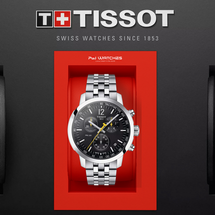Tissot PRC 200 Chronograph 43mm T-Sport Black Dial Stainless Steel Strap - T114.417.11.057.00