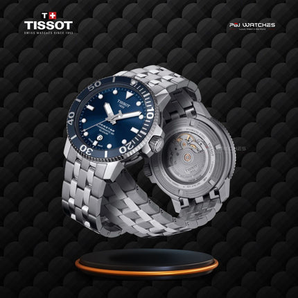 TISSOT T Sport Seastar 1000 Powermatic Silicium Blue Dial Silver Steel Strap - T120.407.11.041.01