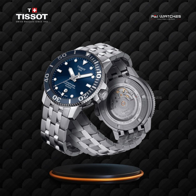 TISSOT T Sport Seastar 1000 Powermatic Silicium Blue Dial Silver Steel Strap - T120.407.11.041.01