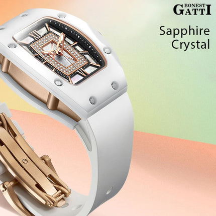 BONEST GATTI Automatic Ceramic 80 Zirconia Dial Sapphire Rubber Ladies - BG9906-L