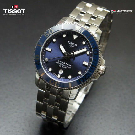 TISSOT T Sport Seastar 1000 Powermatic Silicium Blue Dial Silver Steel Strap - T120.407.11.041.01