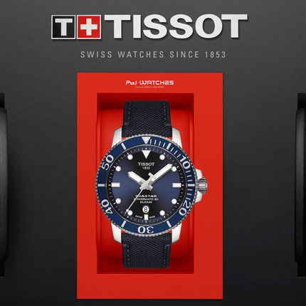 TISSOT T-Sport 1000 Seastar Powermatic 80 Silicium Blue Dial Blue Textile Strap - T120.407.17.041.01