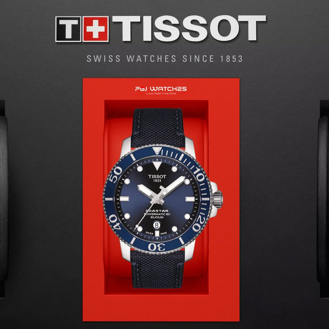 TISSOT T-Sport 1000 Seastar Powermatic 80 Silicium Blue Dial Blue Textile Strap - T120.407.17.041.01