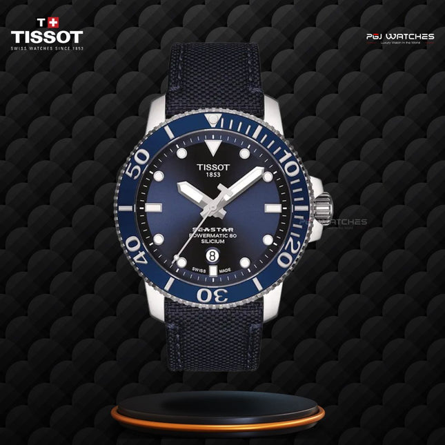 TISSOT T-Sport 1000 Seastar Powermatic 80 Silicium Blue Dial Blue Textile Strap - T120.407.17.041.01