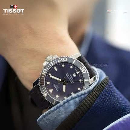 TISSOT T-Sport 1000 Seastar Powermatic 80 Silicium Blue Dial Blue Textile Strap - T120.407.17.041.01
