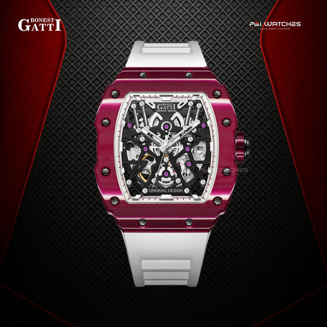 BONEST GATTI Carbon Fiber Titanium Alloy Case Barrel Skeleton Movement Watch - BG9906-A