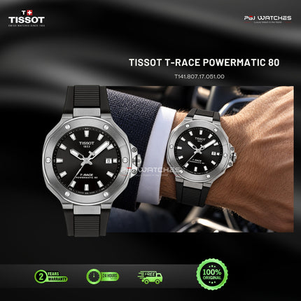 TISSOT T-Race Powermatic 80 Black Dial Black Rubber Strap Automatic - T141.807.17.051.00