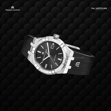 MAURICE LACROIX Aikon Automatic Date 42mm Black Dial Black Rubber - AI6008-SS000-330-2