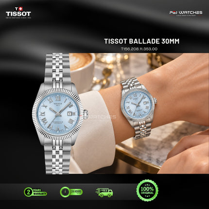 TISSOT Ballade 30mm Powermatic 48 Ice Blue Dial Stainless Steel Automatic - T156.208.11.353.00