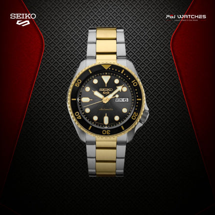 SEIKO 5 Sports Automatic Black Dial Two-Tone Stainless Steel Strap – SRPK22