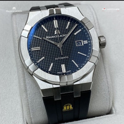 MAURICE LACROIX Aikon Automatic Date 42mm Black Dial Black Rubber - AI6008-SS000-330-2