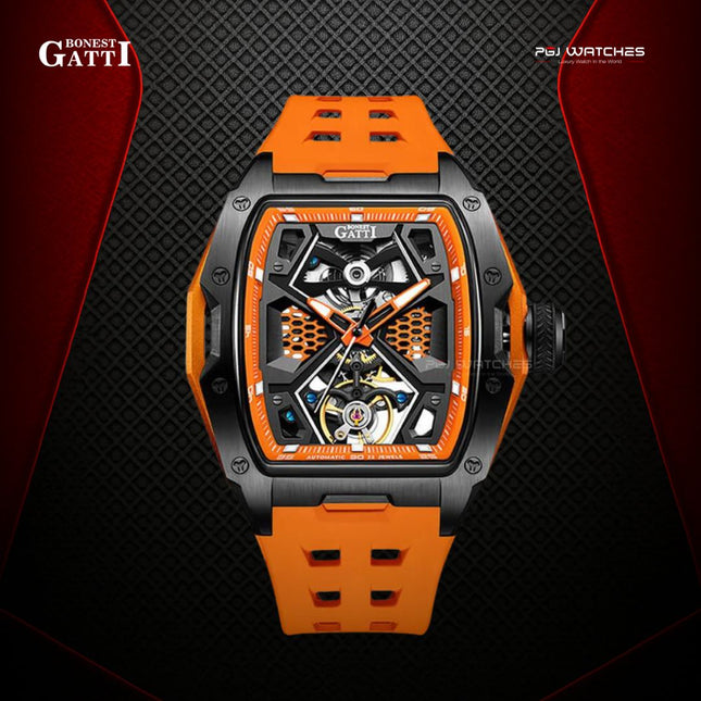 BONEST GATTI Automatic Skeleton Movement Barrel shaped Case Luminous - BG5501-A
