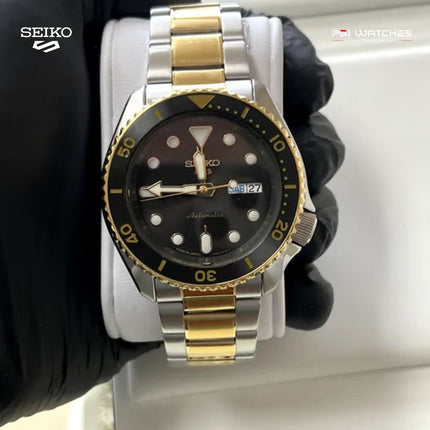 SEIKO 5 Sports Automatic Black Dial Two-Tone Stainless Steel Strap – SRPK22