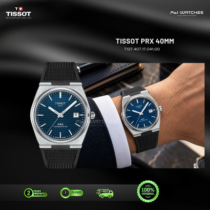 TISSOT PRX Powermatic 80 Blue Dial Black Rubber Strap 40mm Automatic - T137.407.17.041.00