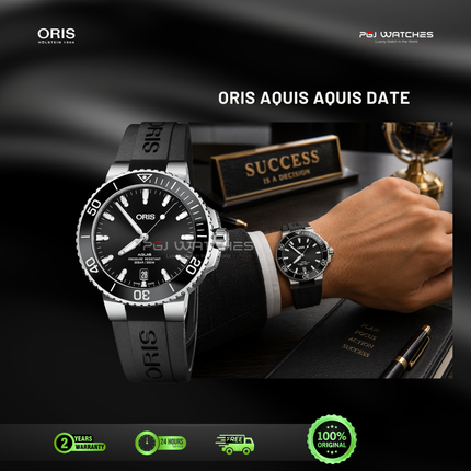 ORIS Aquis Date Black Dial Black Rubber - 01.733.7730.4134.07.4.24.64EB