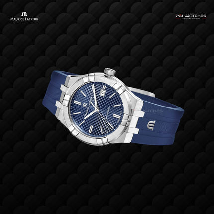 MAURICE LACROIX Aikon Automatic Date 42mm Blue Dial Blue Rubber - AI6008-SS000-430-4