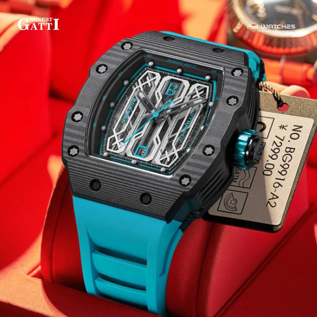 BONEST GATTI Sapphire Carbon Fiber 42H Automatic Citizen Movement Round Shaped Case - BG9916-A