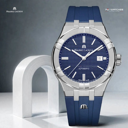 MAURICE LACROIX Aikon Automatic Date 42mm Blue Dial Blue Rubber - AI6008-SS000-430-4