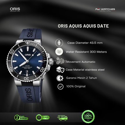 ORIS Aquis Date Blue Dial Blue Rubber - 01.733.7730.4135.07.4.24.65EB
