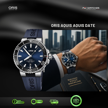 ORIS Aquis Date Blue Dial Blue Rubber - 01.733.7730.4135.07.4.24.65EB