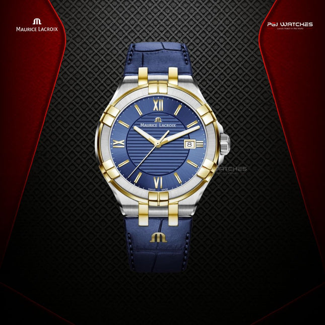 MAURICE LACROIX Aikon Gents Quartz 42mm Blue Dial Two-Tone Steel/Gold PVD - AI1008-PVY11-432-1