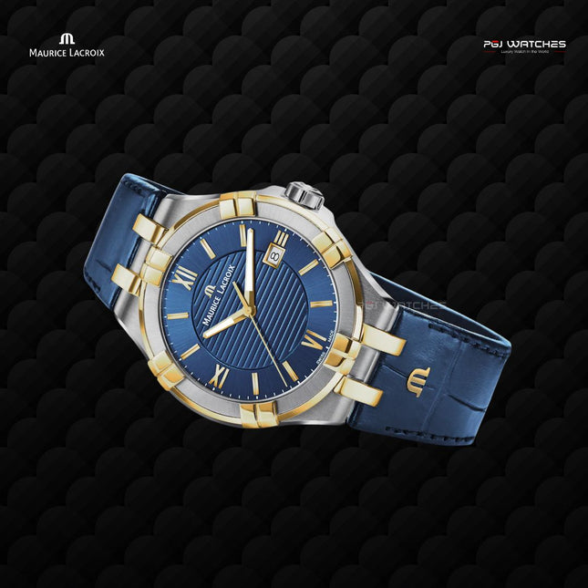 MAURICE LACROIX Aikon Gents Quartz 42mm Blue Dial Two-Tone Steel/Gold PVD - AI1008-PVY11-432-1