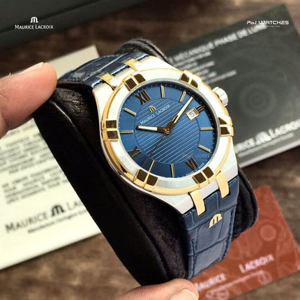MAURICE LACROIX Aikon Gents Quartz 42mm Blue Dial Two-Tone Steel/Gold PVD - AI1008-PVY11-432-1