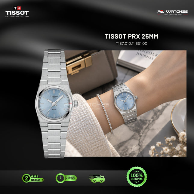 TISSOT PRX 25mm Ice Blue Dial Stainless Steel Quartz - T137.010.11.351.00