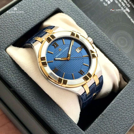 MAURICE LACROIX Aikon Gents Quartz 42mm Blue Dial Two-Tone Steel/Gold PVD - AI1008-PVY11-432-1