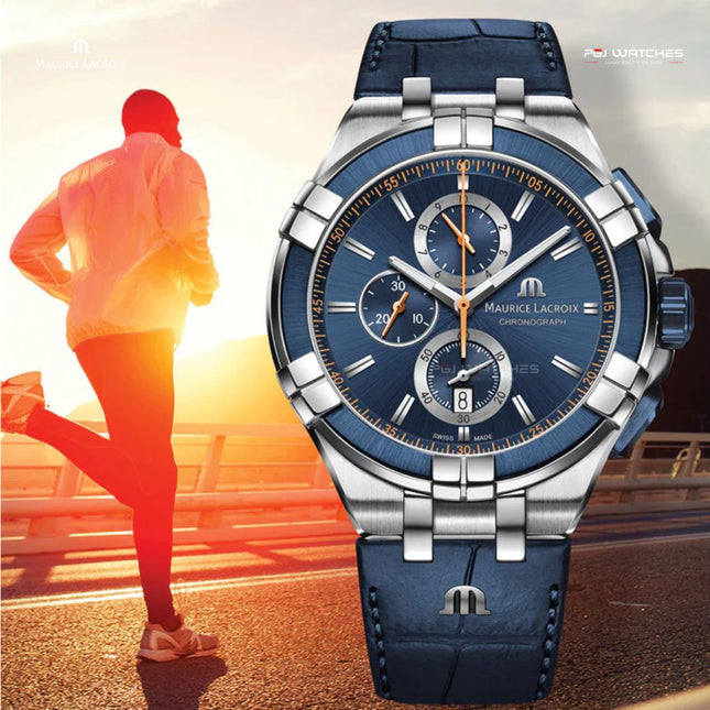 MAURICE LACROIX Aikon Chronograph Quartz 44mm Blue Dial Stainless Steel - AI1018-SS001-432-4