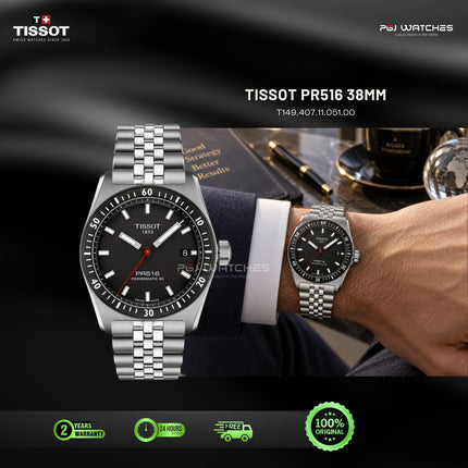 TISSOT PR516 Powermatic 80 Black Dial Stainless Steel 38mm Automatic - T149.407.11.051.00