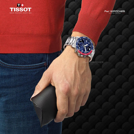 TISSOT Seastar 1000 Quartz Chronograph 45.5mm T‑Sport  Blue Dial Stainless Steel Bracelet - T120.417.11.041.03
