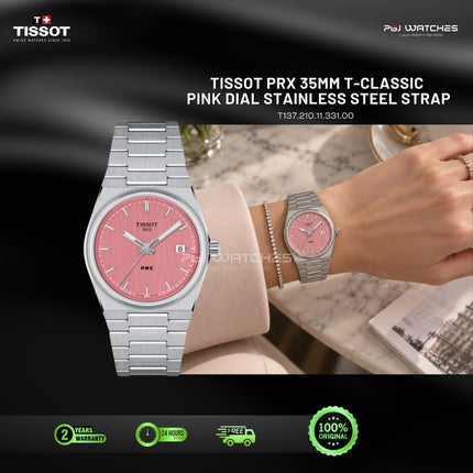 TISSOT PRX T-Classic Pink Dial Stainless Steel 35mm Quartz - T137.210.11.331.00