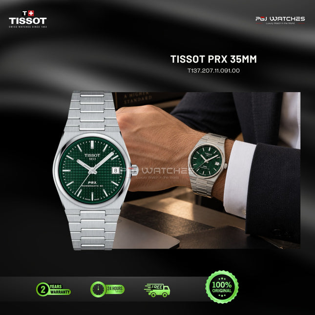 TISSOT PRX Powermatic 80 Green Dial Stainless Steel 35mm Automatic - T137.207.11.091.00