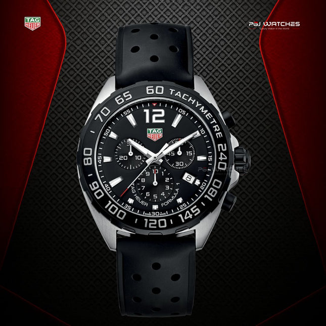TAG HEUER Formula 1 Chronograph Black Dial Black Rubber Strap - CAZ1010.FT8024
