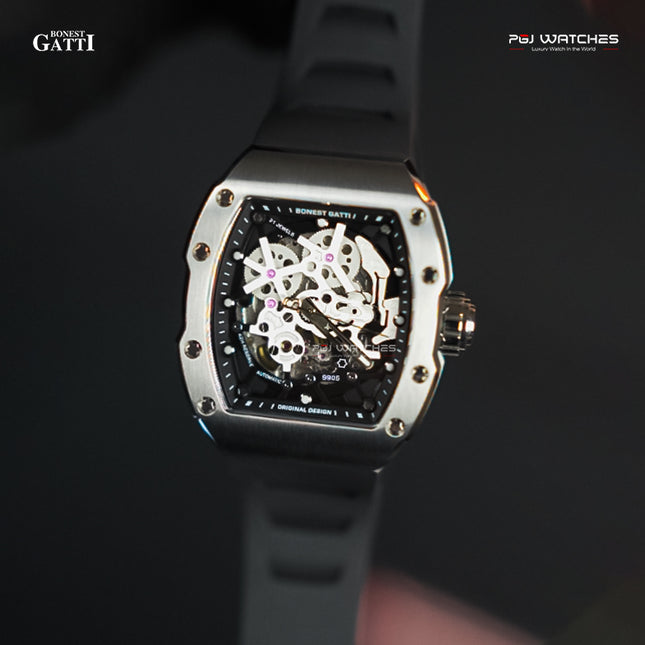 BONEST GATTI Carbon Fiber Titanium Alloy Case Barrel Skeleton Movement Watch - BG9905-A
