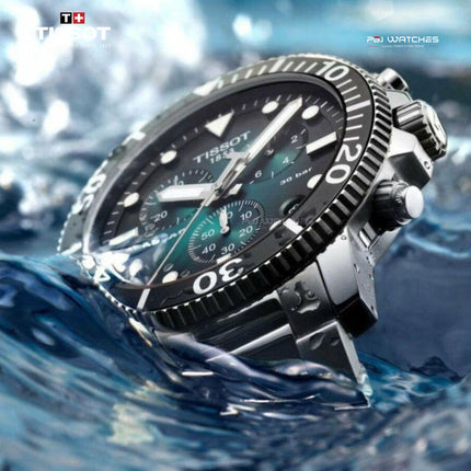 TISSOT Seastar 1000 Chronograph 45.5mm T‑Sport Black Dial Stainless Steel Bracelet - T120.417.11.051.00