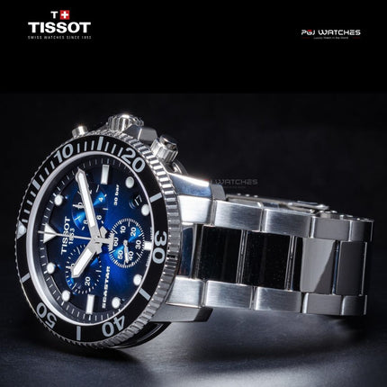 TISSOT Seastar 1000 Chronograph 45.5mm T‑Sport Blue Dial Stainless Steel Bracelet - T120.417.11.041.01