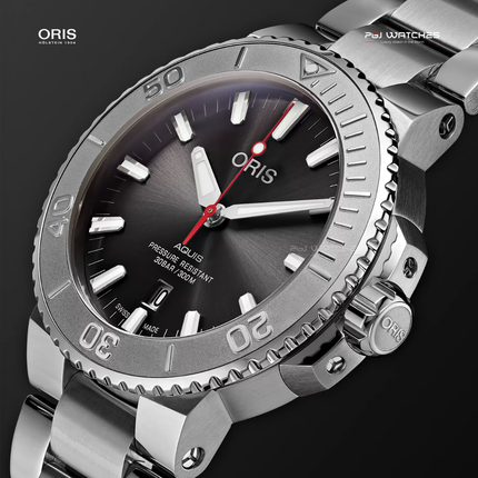 ORIS Aquis Date Relief Grey Dial Stainless Steel 43.5mm Automatic - 01.733.7730.4153.07.8.24.05PEB