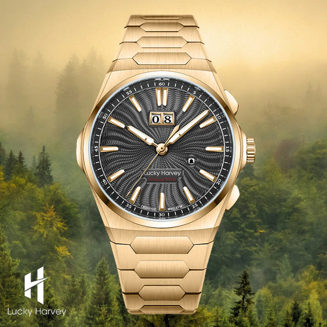 Lucky Harvey Gold Dial Big Date Chiming Automatic