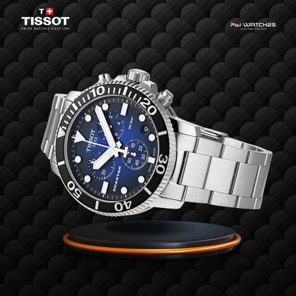 TISSOT Seastar 1000 Chronograph 45.5mm T‑Sport Blue Dial Stainless Steel Bracelet - T120.417.11.041.01