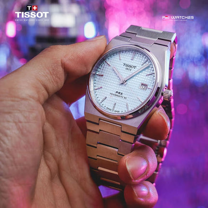 TISSOT PRX Powermatic 80 40mm T‑Classic Ice Blue Dial Stainless Steel Bracelet - T137.407.11.351.00