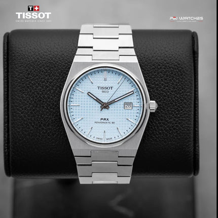 TISSOT PRX Powermatic 80 40mm T‑Classic Ice Blue Dial Stainless Steel Bracelet - T137.407.11.351.00
