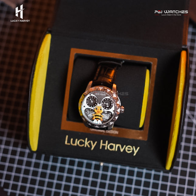 LUCKY HARVEY Silver Bee Automatic Round Case Luminous